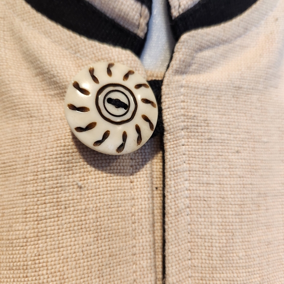 Venus imports duck canvas hemp cotton  blend jacket black cream Unisex Oversized - Picture 2 of 11